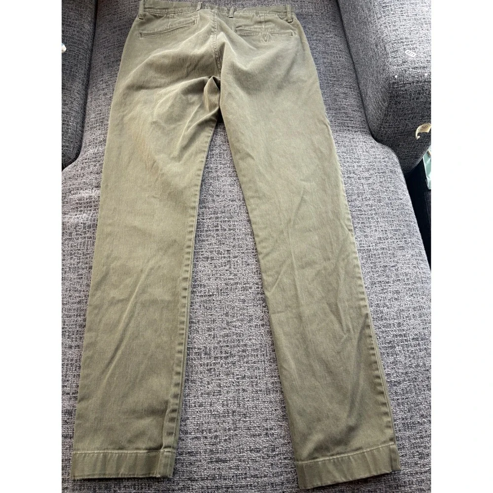 J.Crew Mens Stretch Chino Pants Olive Green Slim Straight 29x32‎ Cotton Blend